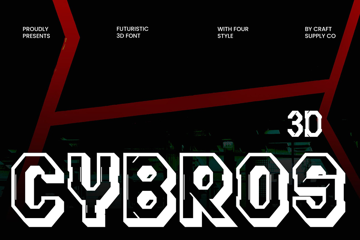 Cybros 3D, a Sans Serif Font by Craft Supply Co. (Photo 1 of 8)