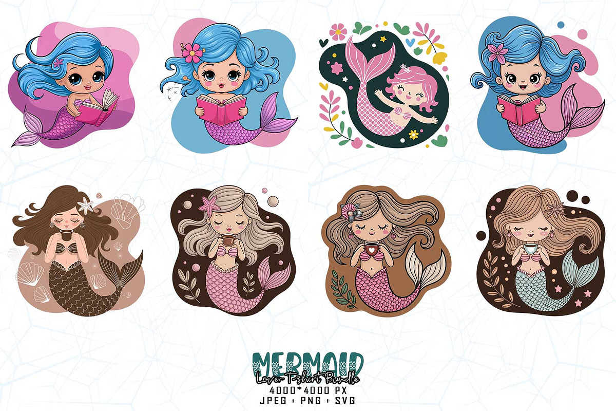 Groovy Mermaid Clipart Bundle, an Illustration by Sofia's Fashion (Photo 2 of 3)