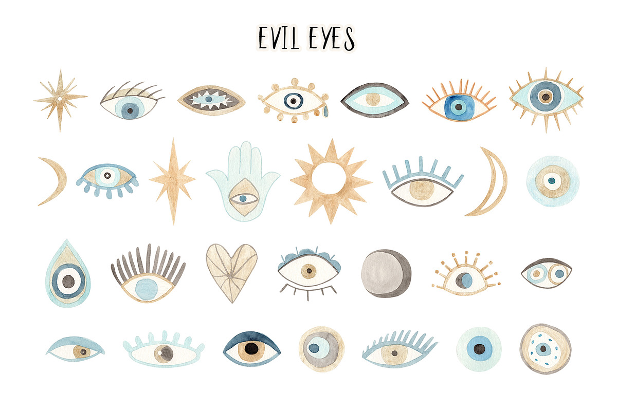 Watercolor evil eye - Nazar, a Decorative Illustration by Slastick (Photo 2 of 5)