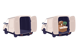 Rear of delivery truck empty and, a Transportation Illustration by Vectorbuum