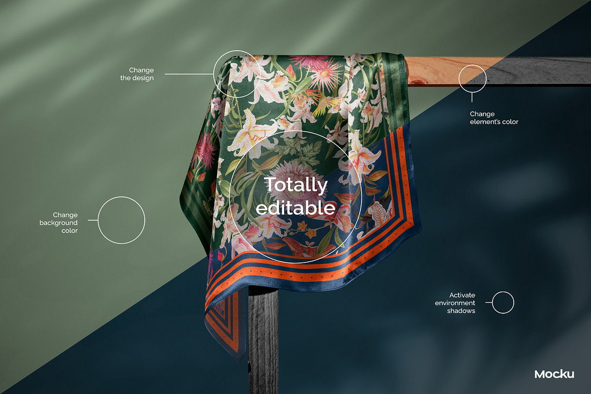 Silk Scarf Mockup - Studio series 03, an Apparel Mockup by Mocku (Photo 7 of 13)
