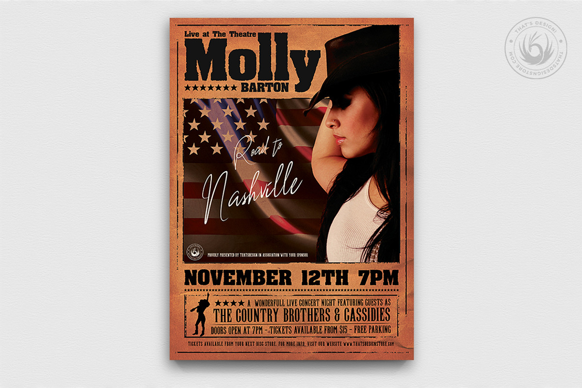 Country Live Flyer Template V2, a Flyer Template by ThatsDesignArt (Photo 1 of 7)