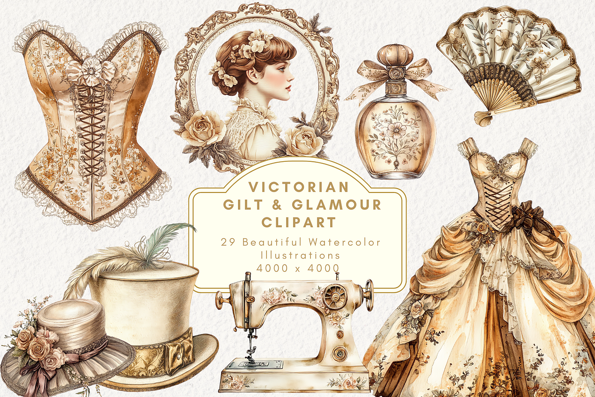 Victorian Gilt & Glamour Clipart, an Illustration by NadiaTheronArt (Photo 1 of 4)