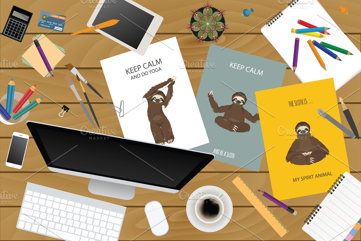 Yoga Sloth, an Animal Illustration by pet design shop (Photo 5 of 8)