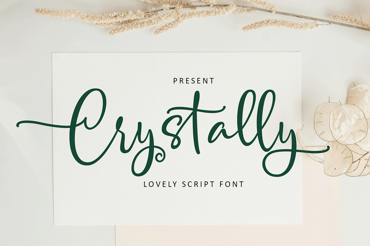 Crystally Script Font, a Script Font by Meutuwah