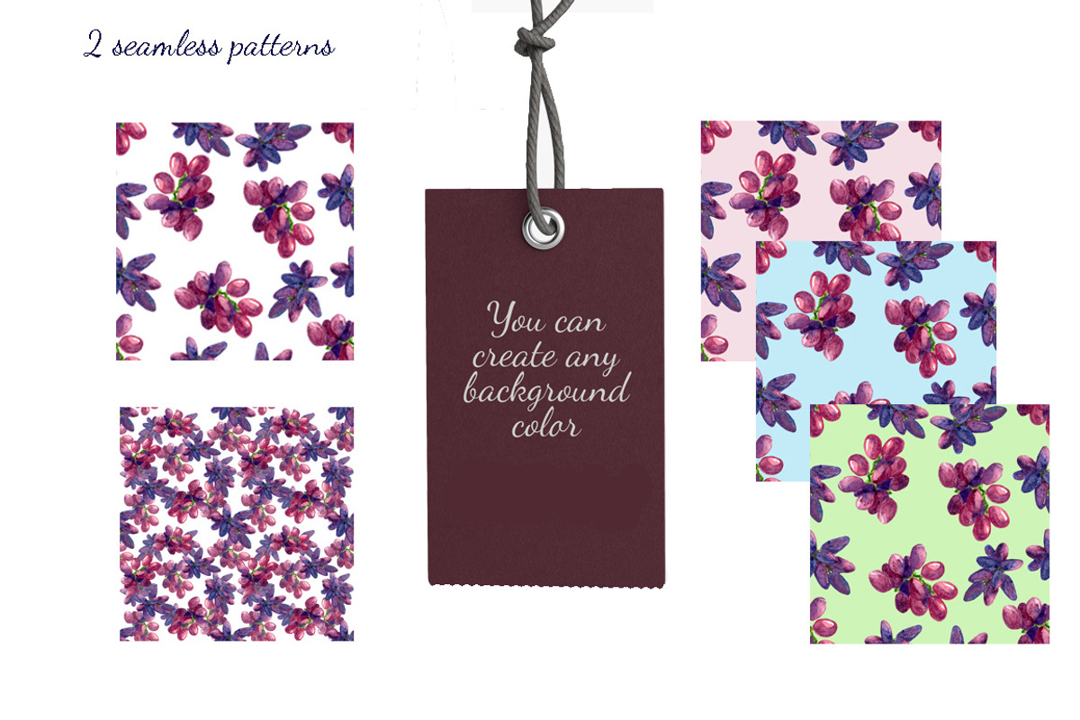 Red grape watercolor clipart, an Illustration by s.yanyeva (Photo 5 of 7)