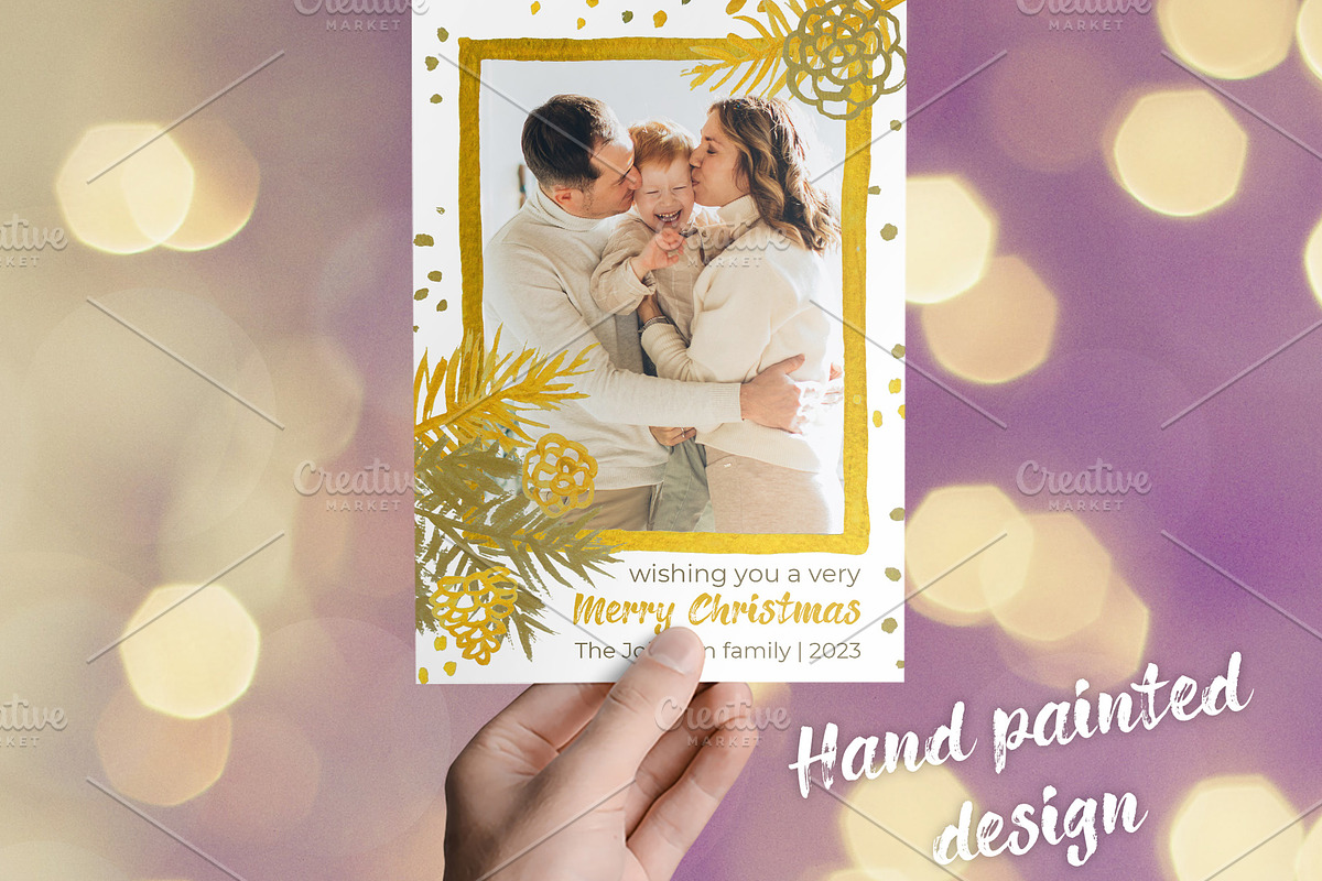 Boho Holiday Photo Card PSD Template, a Card Template by PSD templates and Photos (Photo 1 of 4)