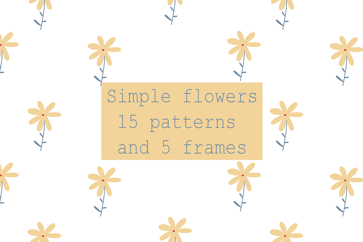 Simple flowers patterns and frames, a Pattern Graphic by Daria Balaeva (Photo 1 of 9)