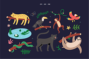 Jungle animals, sloth and leopard, an Animal Illustration by Fave Brush (Thumbnail 2 of 10)