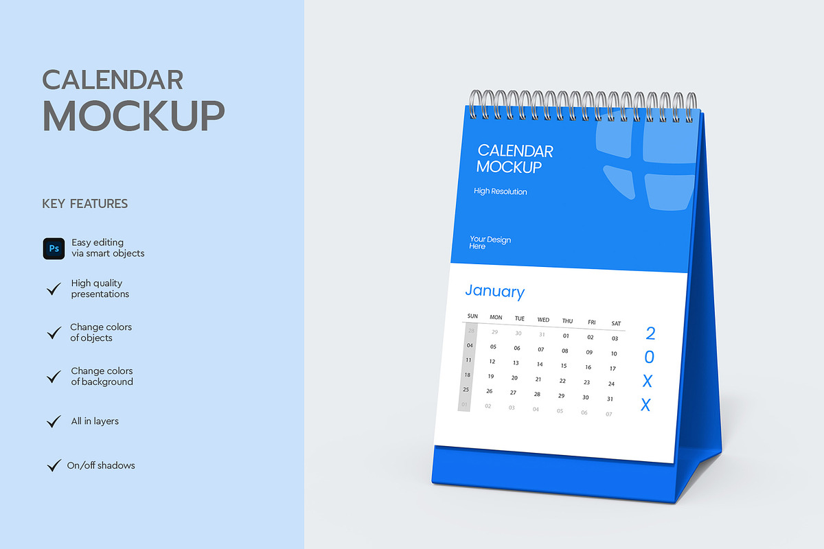 Spiral Desk Calendar Mockup PSD, a Product Mockup by graphypix (Photo 2 of 4)
