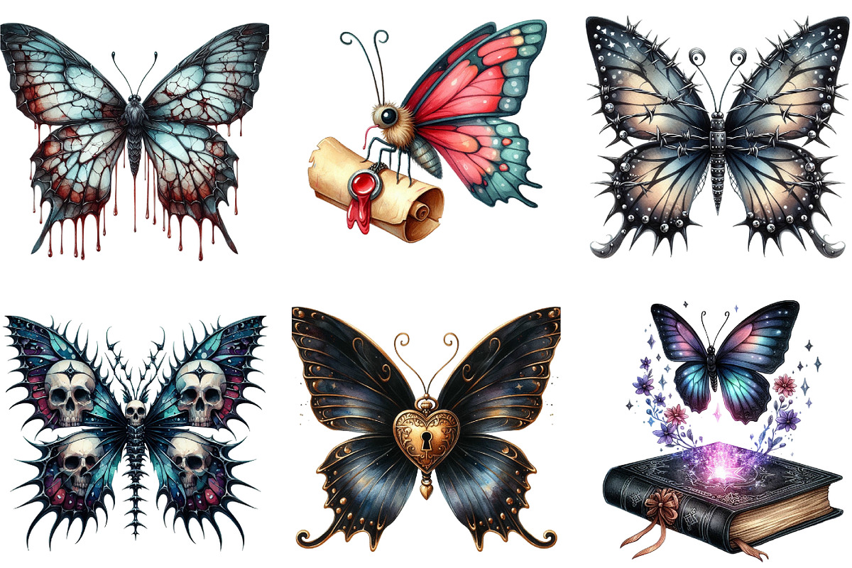 Halloween Gothic Butterfly Clipart, an Illustration by DreamArtGraphic (Photo 2 of 5)