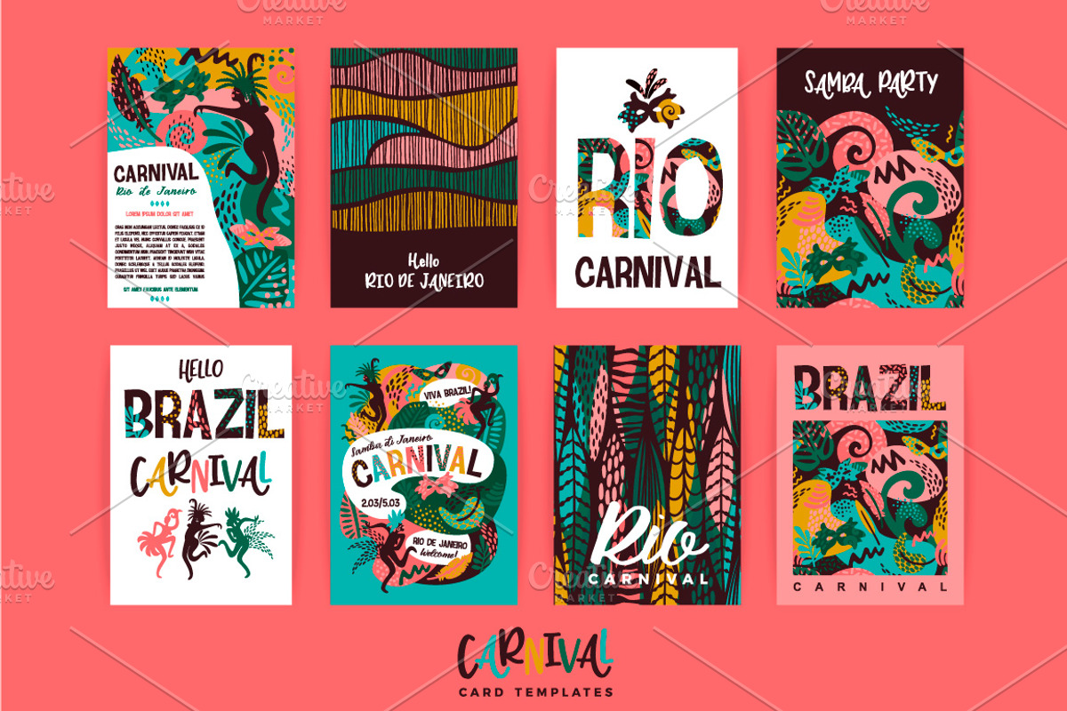 Brazil carnival. Vector collection., a Card Template by Nadia Grapes (Photo 2 of 6)