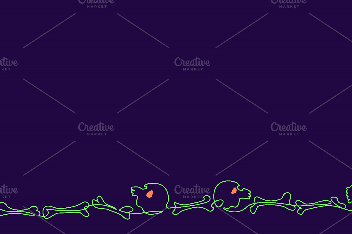 Halloween Skeleton Border with Scary, a Seasonal Illustration by Valenty (Photo 2 of 3)