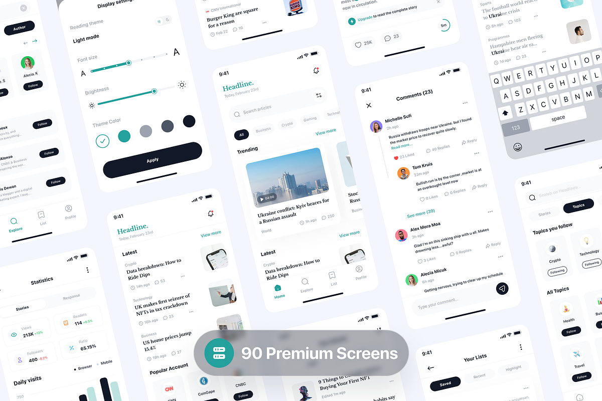 Headline - News App UI Kit, an UI Kit Template by Unpixel Design (Photo 2 of 5)