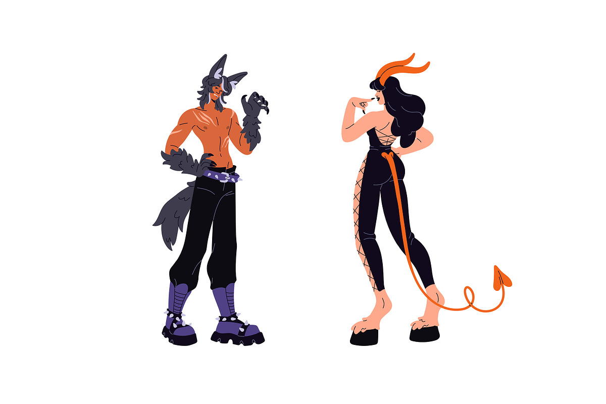 Halloween people set, banner, poster, a Person Illustration by PaperTrident (Photo 3 of 14)
