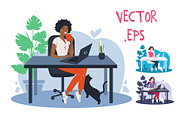 Woman using laptop flat vector art, an Education Illustration by Samui-Art (Thumbnail 1 of 3)
