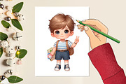Little Students Boy Sublimation, a Seasonal Illustration by Craft Nest (Thumbnail 2 of 5)