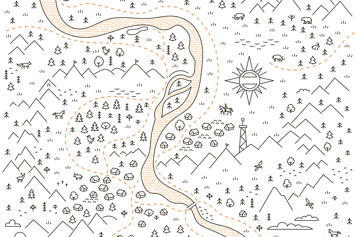Mountain Map Vector Set, a Transportation Illustration by Ilia Design (Photo 4 of 7)