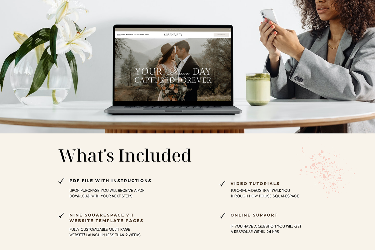 Squarespace 7.1 Template Serena Rey, a Squarespace Template by thrivedigitally (Photo 2 of 9)