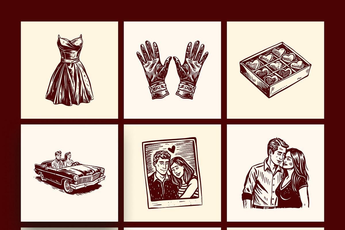 Vintage Valentines Illustration Set, a Person Illustration by Prosymbols (Photo 8 of 10)