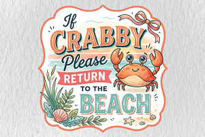 Cute Summer Crab Sublimation Design, a Seasonal Illustration by DreamPrint404