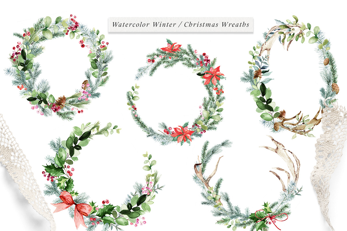 Winter Greenery Watercolor Graphics, an Illustration by studioequinox (Photo 15 of 20)