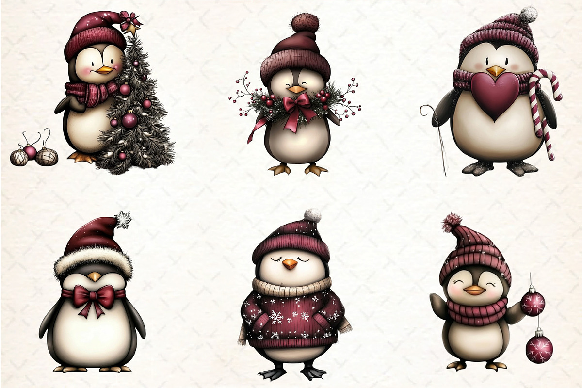 Whimsical Penguin Clipart, an Illustration by DreamCafeArt (Photo 5 of 8)