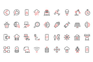 Digital technology network icons, a Technology Illustration by Lemberg Vector