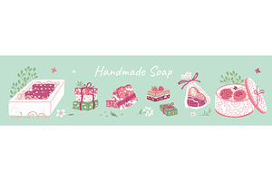 Handmade natural soap vector banner, an Illustration by Sabelskaya