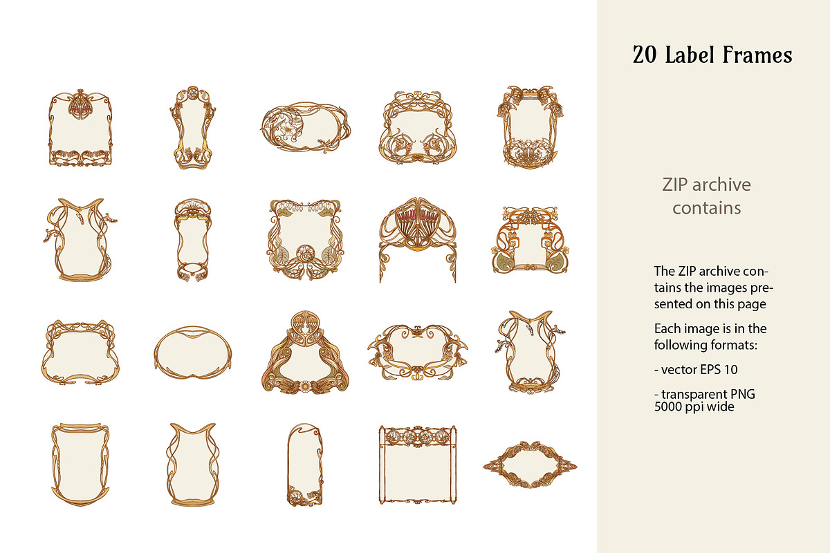 Art Nouveau Label Frames Collection