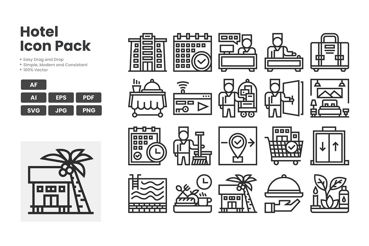 Hotel Icon Pack, an Outline Icon by erifqizeicon (Photo 1 of 3)