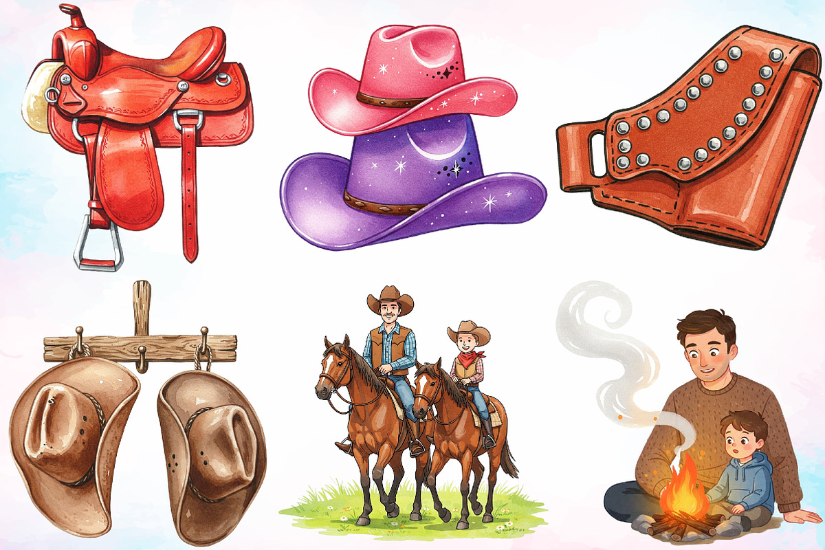 Western Father's Day Clipart Bundle, a Seasonal Illustration by Canvas Craft (Photo 4 of 4)