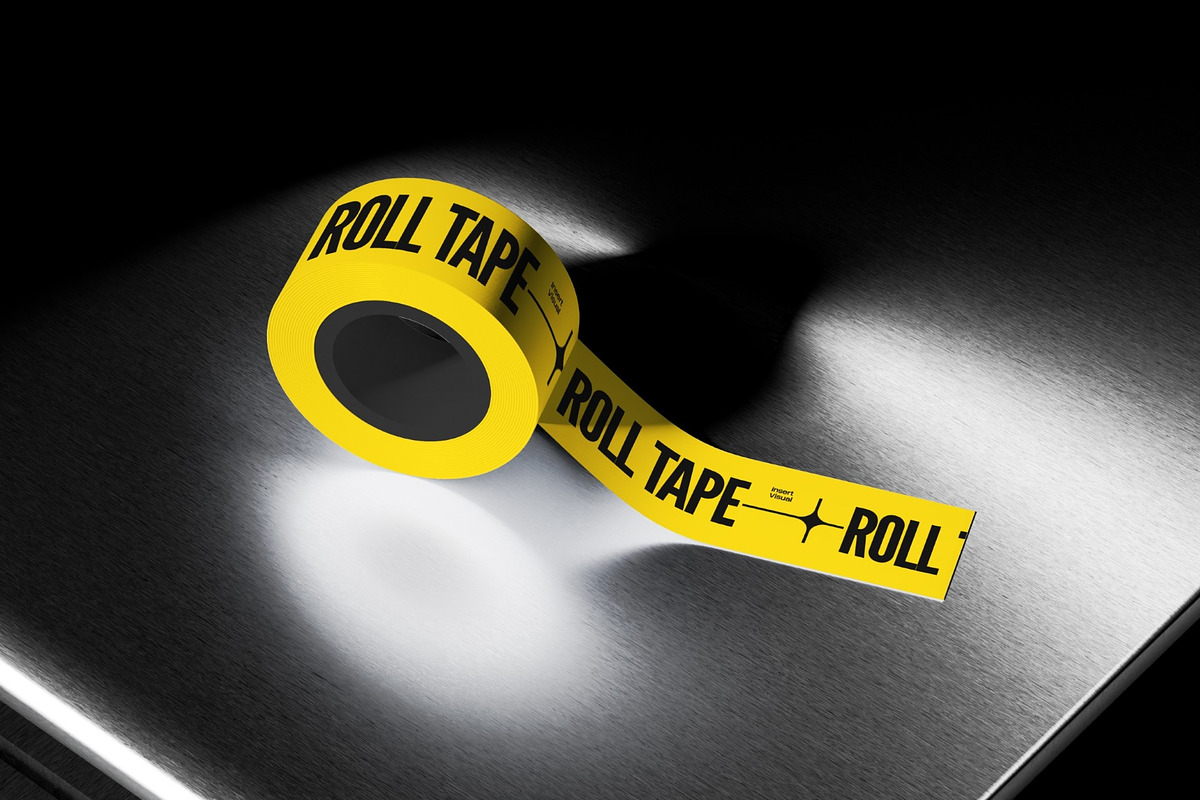Roll Tape In Metal Desk 3D Mockup, a Household Mockup by graphicook (Photo 4 of 4)