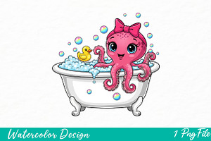 Squid Clipart  Funny Squid T-Shirt, an Illustration by Watercolor design