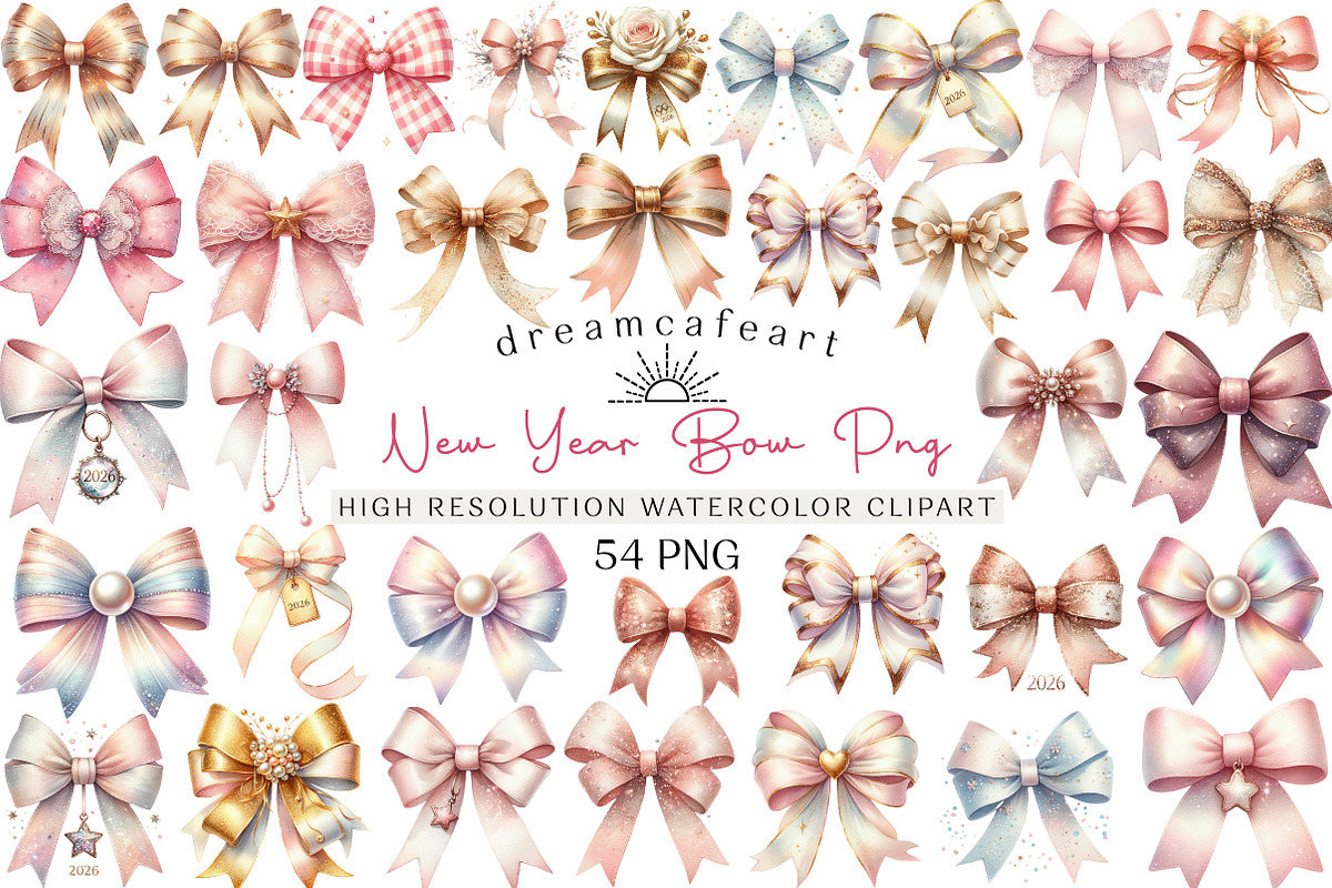Coquette New Year Bow Png, an Illustration by DreamCafeArt (Photo 1 of 6)