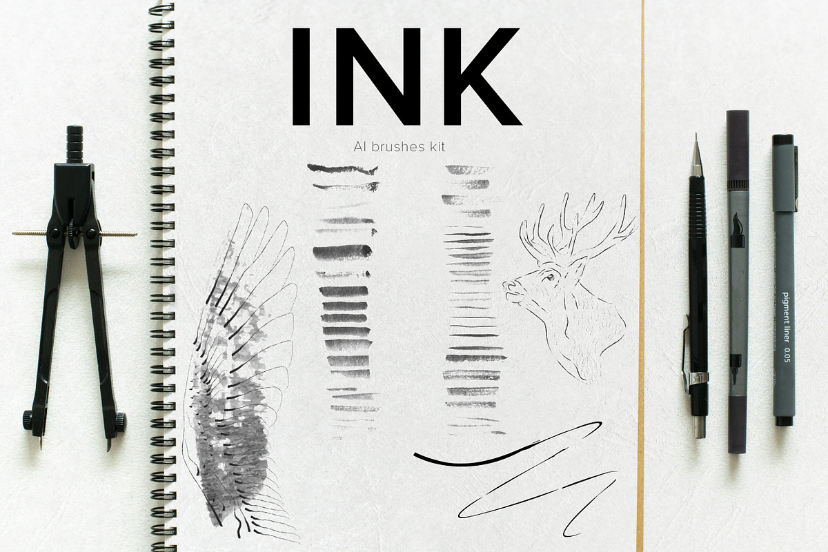 Ink. AI brushes kit, a Brush Add-On by Leo Studio Design Lab (Photo 3 of 3)