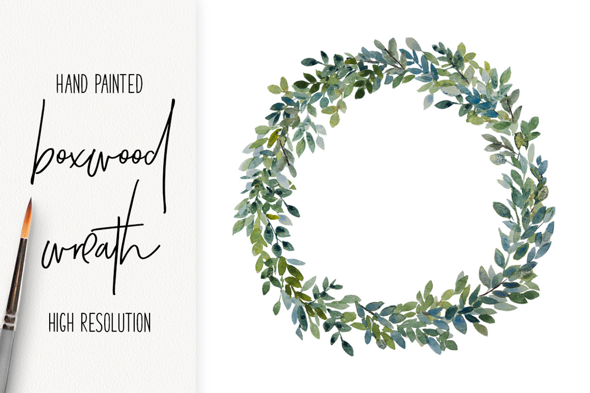Watercolor Boxwood Wreath png, an Illustration by DailyMiracleDigitals,LLC (Photo 1 of 7)