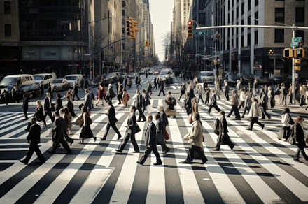 People crossing the street in New Yo, a Photo by Iftikhar Alam