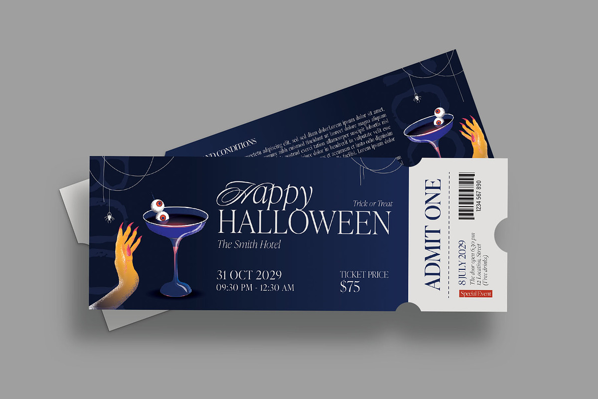Halloween Ticket Template, a Stationery Template by BrandPacks (Photo 2 of 5)