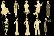 Gatsby Gold Foil People Clip Art, a Person Illustration by FrankiesDaughtersDesign (Thumbnail 3 of 5)