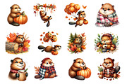 Watercolor Autumn Cute Beaver PNG, an Illustration by SinaCreation (Thumbnail 3 of 5)