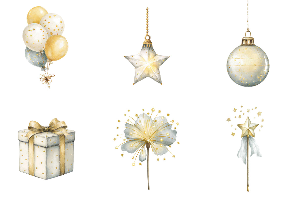 Watercolor New Year Clipart, an Illustration by Designking (Photo 2 of 5)