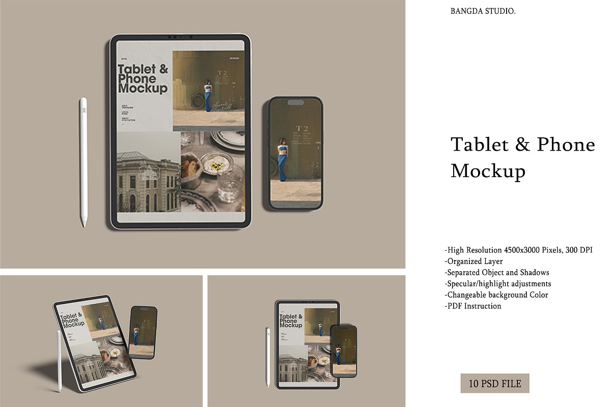 ipad Pro and iphone 16 Mockup, an iPad Mockup by Bangdastudio (Photo 1 of 11)