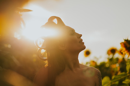 woman on the field of sunflowers