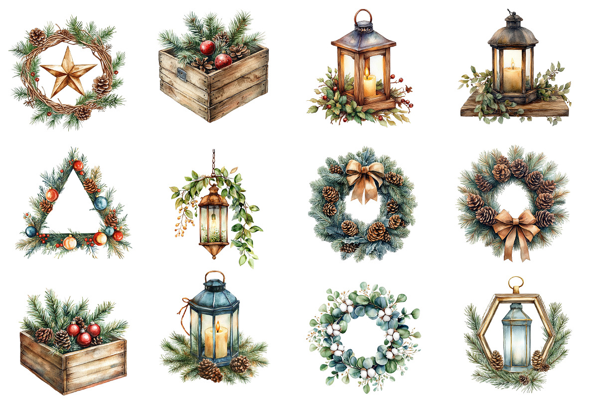 Boho Christmas clipart, an Illustration by Designworld (Photo 4 of 6)