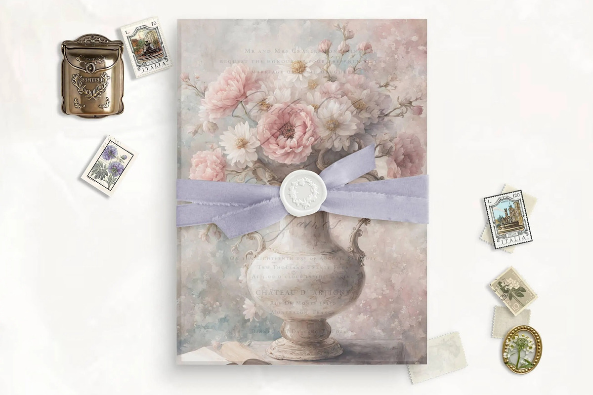 Peonies Vellum Art Print Overlay, a Stationery Template by SilverJoyAtelier (Photo 1 of 2)