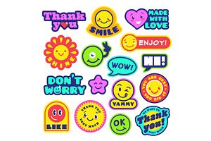 Trendy Happy Stickers, Hippie