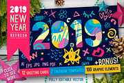 2019 New Year Christmas Blue Bundle, an Object Graphic by Iraida_Bearlala (Thumbnail 1 of 7)