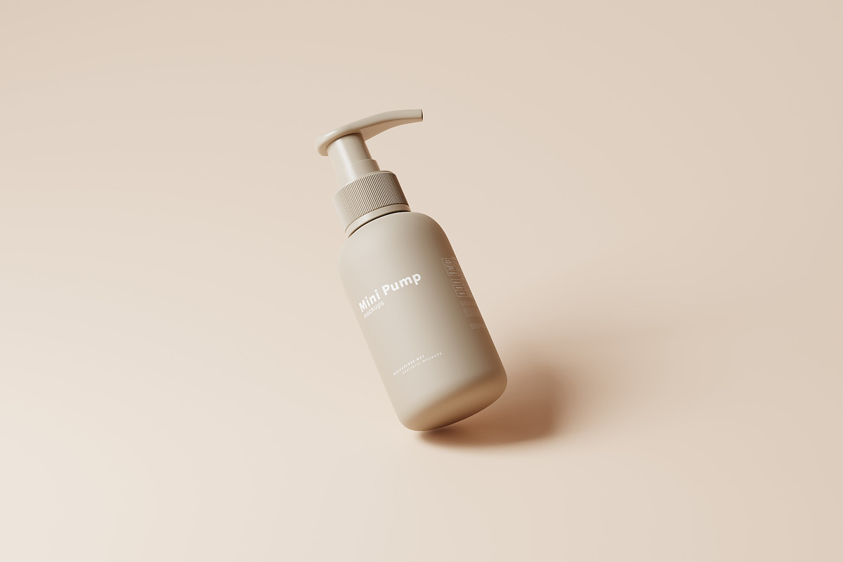 Travel Size Mini Pump Bottle Mockup, a Packaging Mockup by MockupFree.Net (Photo 5 of 8)