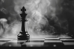 Chess Pieces Lined Up on Black and White Chessboard Highlighting, a Photo by José Manuel Gelpi